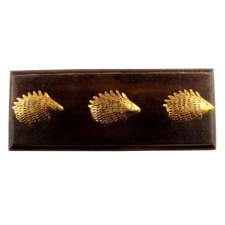 Golden Hedgehog Aluminium Wooden Hook